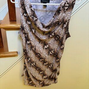 White House Black Market Ruched Snakeskin Print Stretch Top Size Large